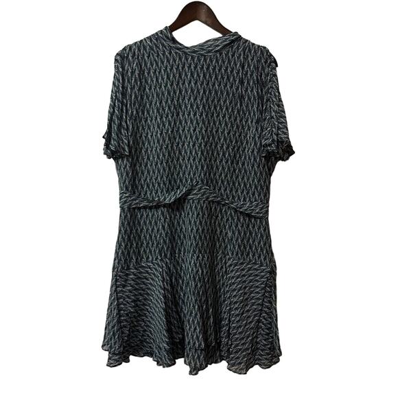 Reiss Rayah Printed Flippy Dress Blue Size 12 Mini Tie Detail Party Event Work - Picture 2 of 13